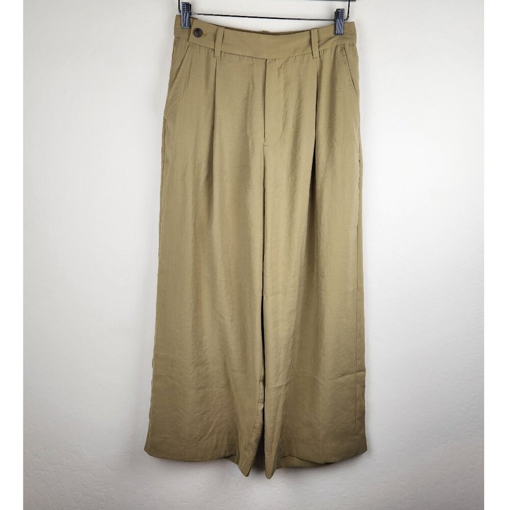 Madewell The Harlow Wide-Leg Ankle Pant in Softdrape Olive Green sz 6